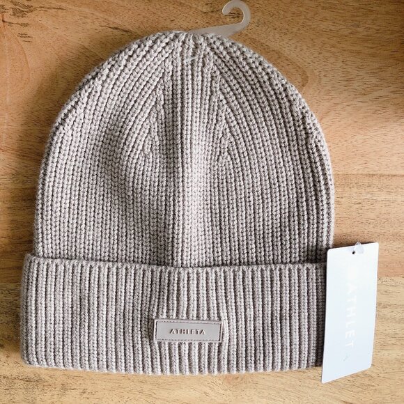 Athleta Winter hat taupe knit hat New with tags! toque one size wool blend hat - Picture 1 of 5